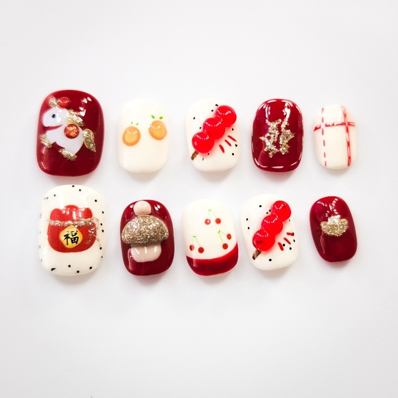 "Golden Gallop" 3D Year of the Horse Press-On Nails 2026 Lunar New Year Size S - Picture 5 of 10